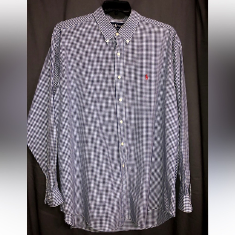 Ralph Lauren Navy Checkered Button Down Shirt